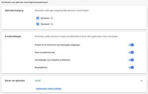 Google Merchant Center Gebruikerstoegang
